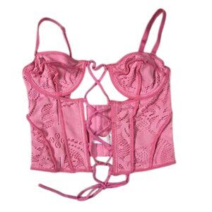 Urban Outfitters Out From Under Lace-Up Pink Corset